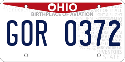 OH license plate GOR0372