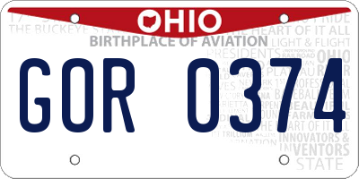OH license plate GOR0374
