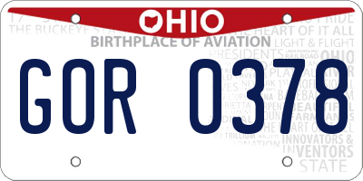 OH license plate GOR0378