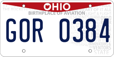 OH license plate GOR0384