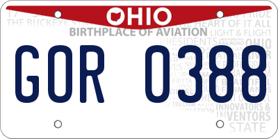 OH license plate GOR0388