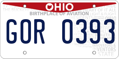 OH license plate GOR0393