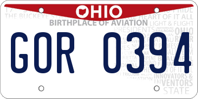OH license plate GOR0394