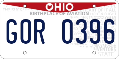 OH license plate GOR0396