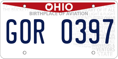 OH license plate GOR0397