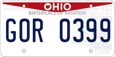 OH license plate GOR0399