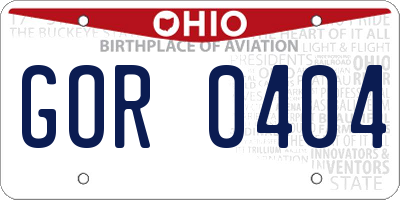 OH license plate GOR0404