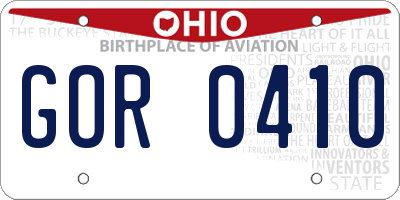 OH license plate GOR0410