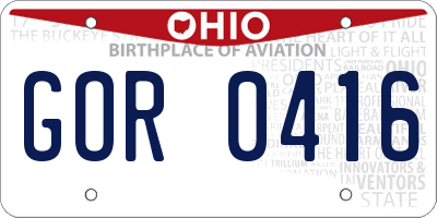 OH license plate GOR0416