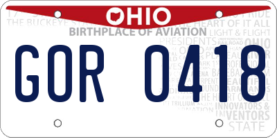 OH license plate GOR0418