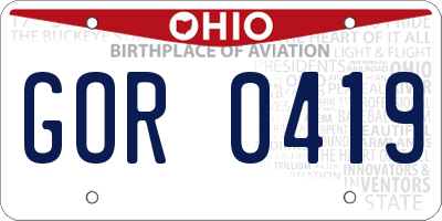 OH license plate GOR0419