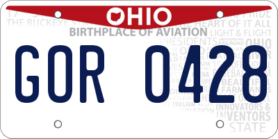 OH license plate GOR0428