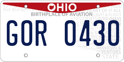 OH license plate GOR0430