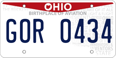 OH license plate GOR0434