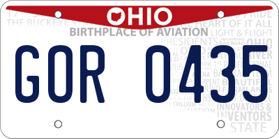 OH license plate GOR0435