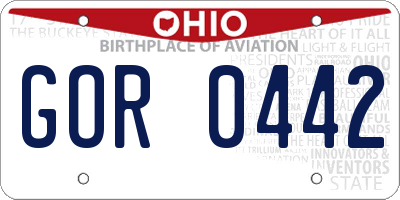 OH license plate GOR0442