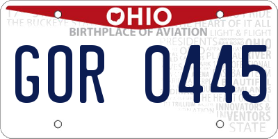 OH license plate GOR0445