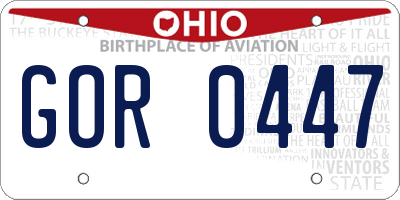 OH license plate GOR0447
