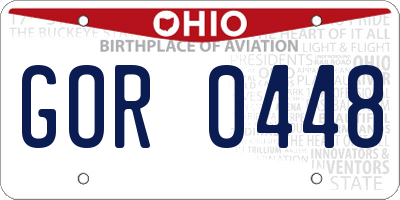 OH license plate GOR0448