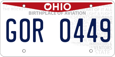 OH license plate GOR0449