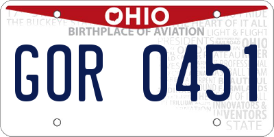 OH license plate GOR0451