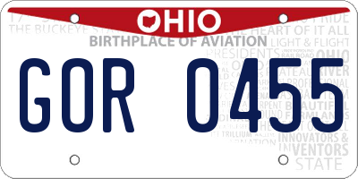 OH license plate GOR0455
