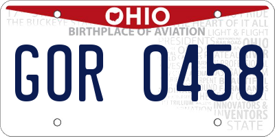 OH license plate GOR0458