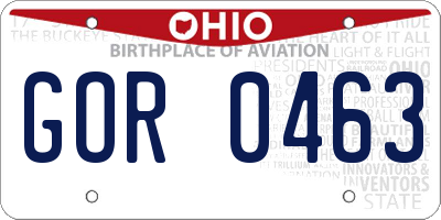 OH license plate GOR0463