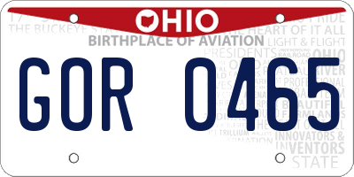 OH license plate GOR0465