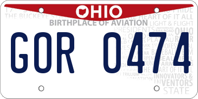 OH license plate GOR0474