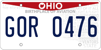 OH license plate GOR0476