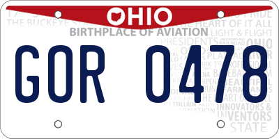 OH license plate GOR0478