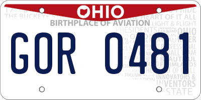 OH license plate GOR0481