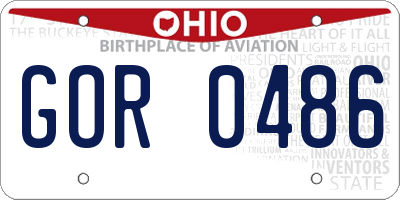 OH license plate GOR0486