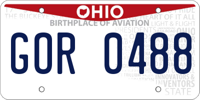 OH license plate GOR0488