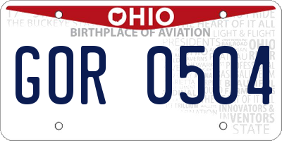 OH license plate GOR0504