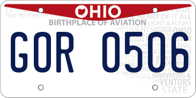 OH license plate GOR0506