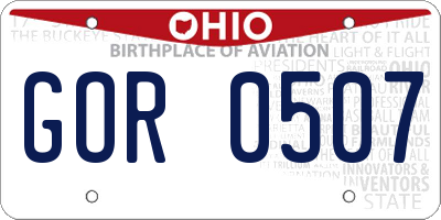OH license plate GOR0507