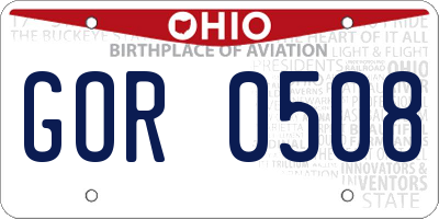 OH license plate GOR0508