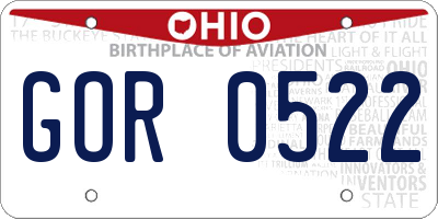 OH license plate GOR0522