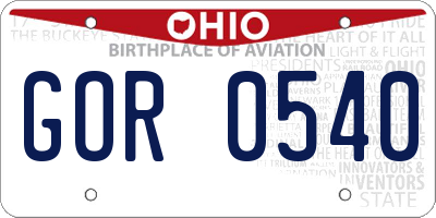 OH license plate GOR0540