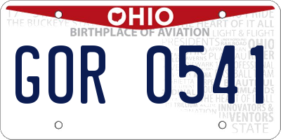 OH license plate GOR0541