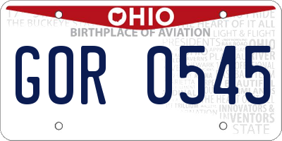 OH license plate GOR0545