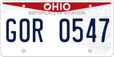 OH license plate GOR0547