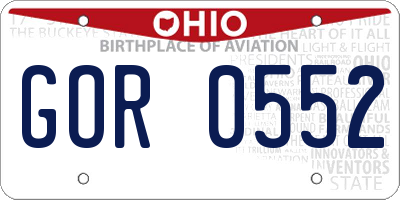 OH license plate GOR0552