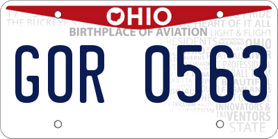 OH license plate GOR0563
