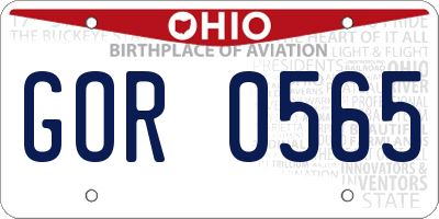 OH license plate GOR0565