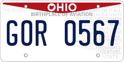 OH license plate GOR0567