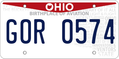 OH license plate GOR0574