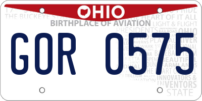 OH license plate GOR0575